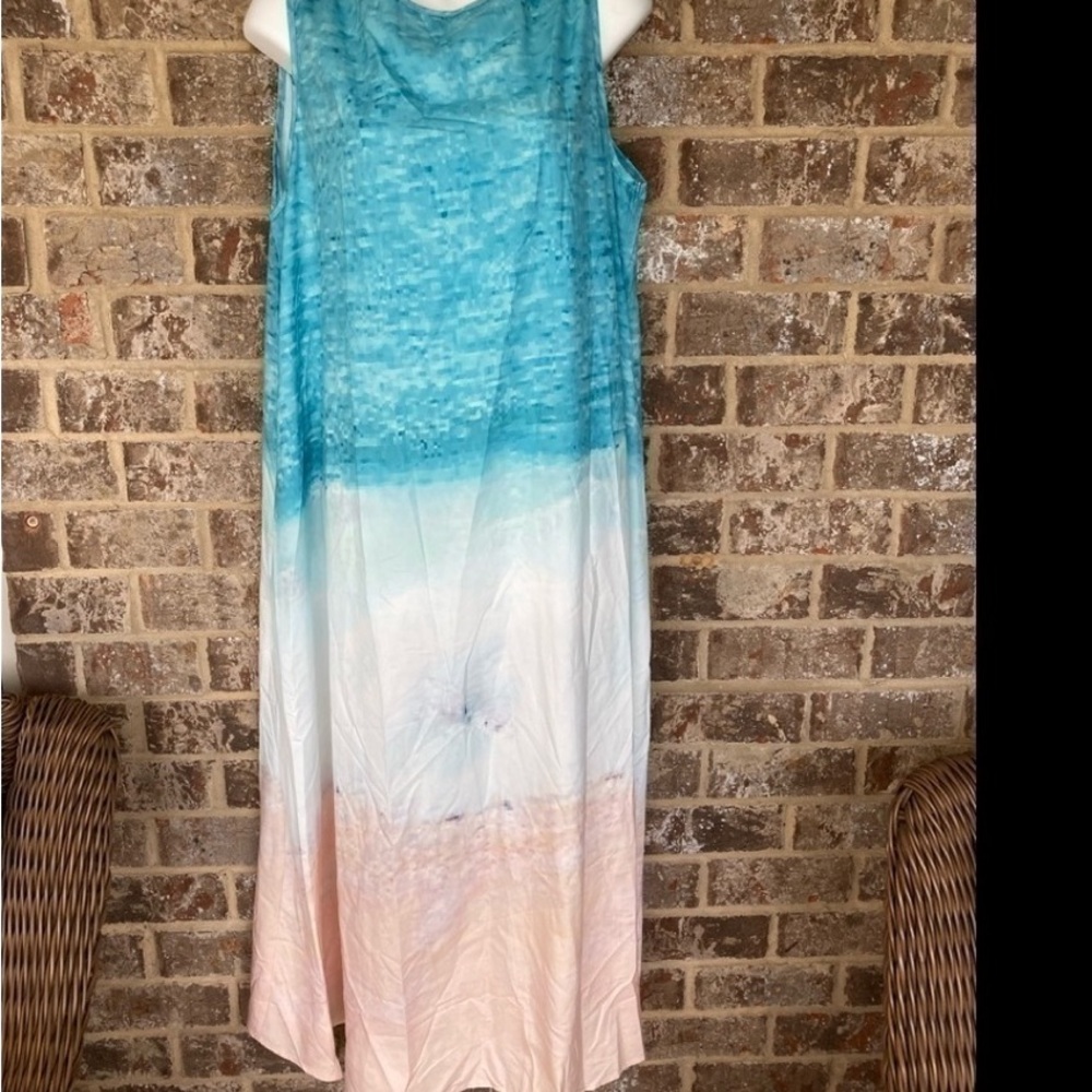 Elegant Ombre Maxi Dress in Blue and Pink